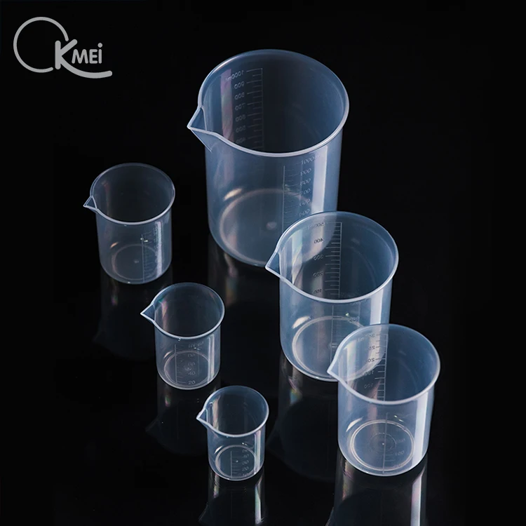 Высококачественный химический лабораторный пластиковый мерный стакан различной емкости