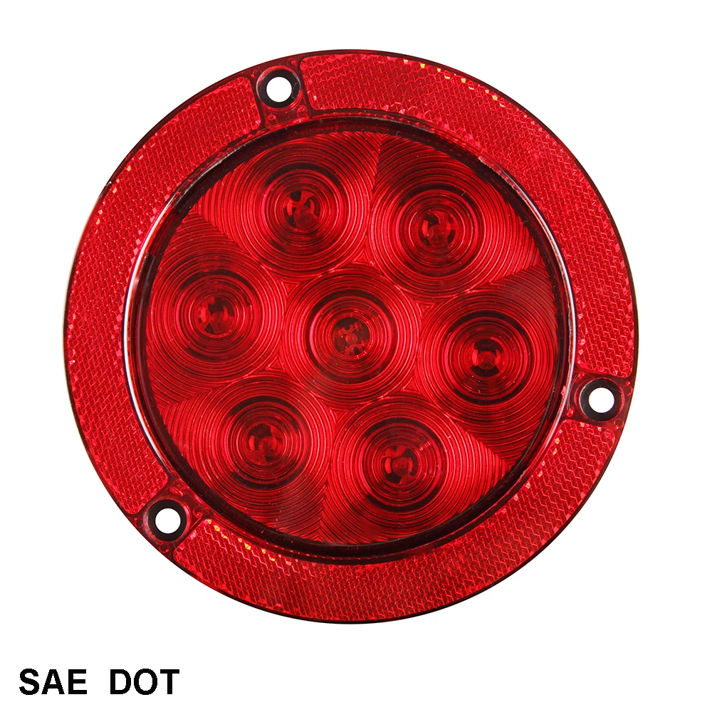 4 inch Round LED Light Stop/Tail/Turn, Flange Mount w/Plain  Ring automotive led lights