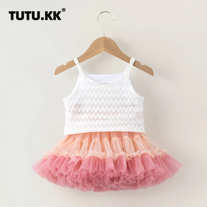 Nylon Crochet Pink Color Fluffy Fashion Kids Baby Girl Mesh Tiered Layered Tulle Skirt
