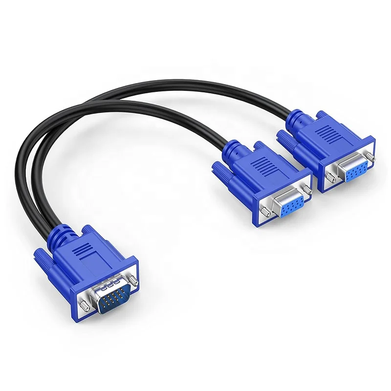 1x2 2 Way VGA 1 Male To 2 Dual VGA Female Cables Y VGA To Dual SVGA Video Splitter Cable Kabel 1 In 2 Out For 2 Dual Monitors