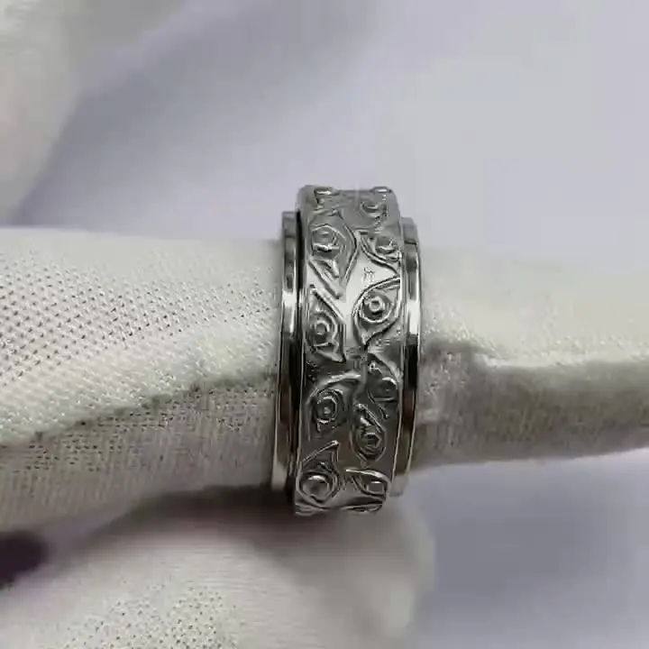 Hot sell sun moon and star Rotating stainless steel ring