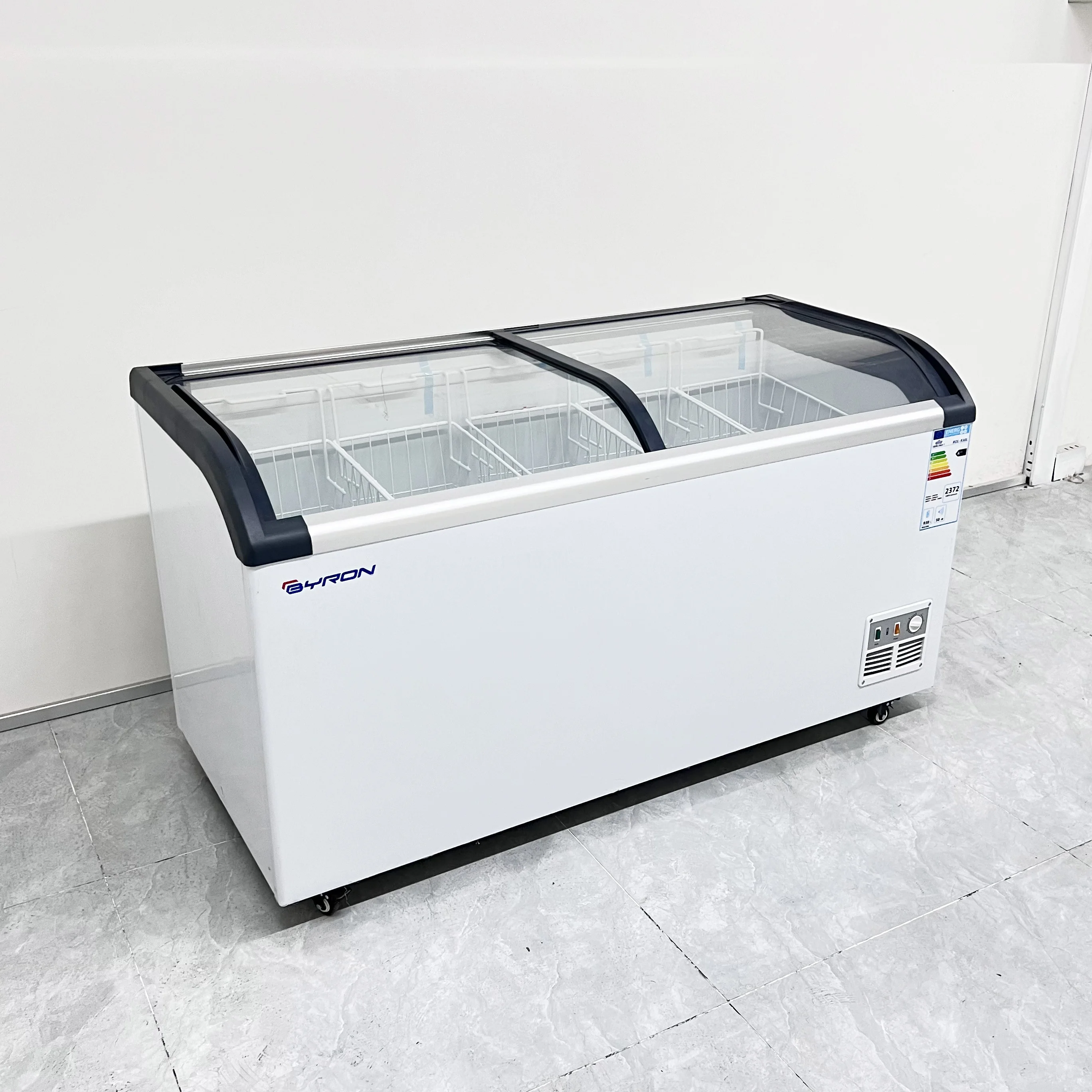 Meat horizontal glass top deep freezers with glass top display chest freezer