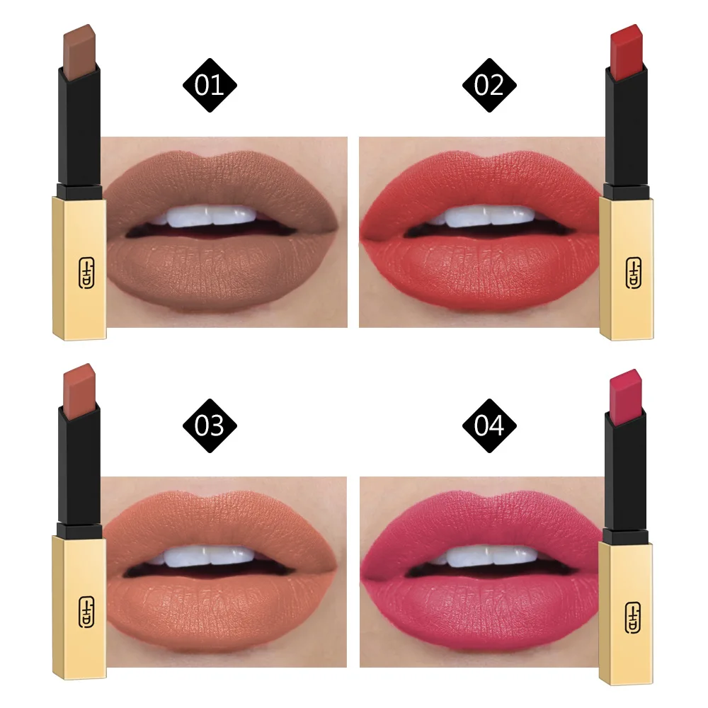 Custom Long Lasting Red Mini Lip Balm For Female Lip Gloss Natural Matte Colour Change Golden Tube Makeup Lipstick