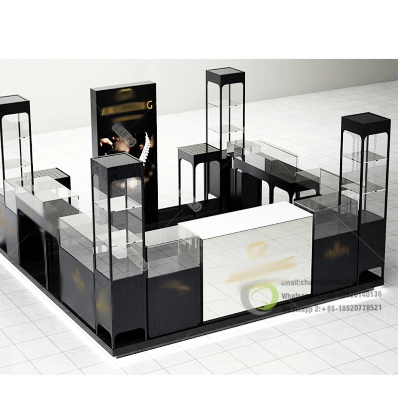 Shopping Mall Jewelry Retail Store Furniture Custom Glass Display Showcase Cabinet Jewelry Kiosk