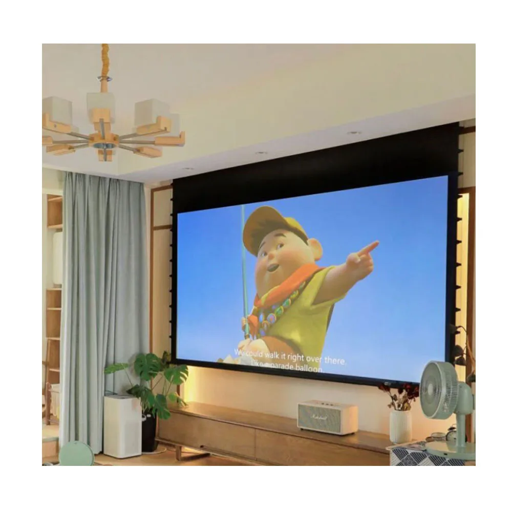 120 inch ust alr motorized projector screen tab tension screen 4k hd ambient light rejecting dark grey fabric