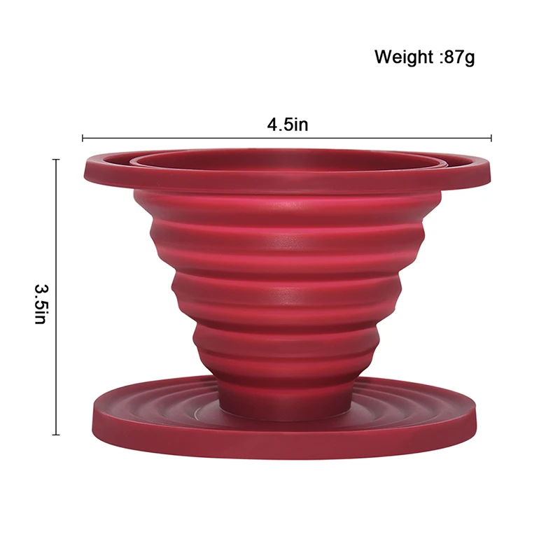 Food grade Collapsible Pour Over Coffee Funnel Filters BPA free Silicone coffee dripper for Hiking