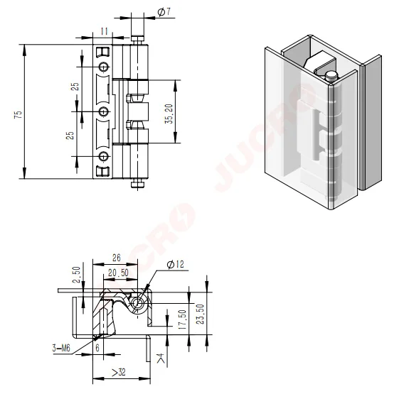 JH201-1 Zinc Die Casting  Concealed  Distribution Cabinet 90 Degree Black  cabinet hinge.