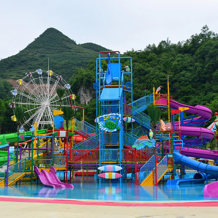 Guangdong Gardening Outdoor Amusement Equipment Great Fun Water Slides For Multiplayers