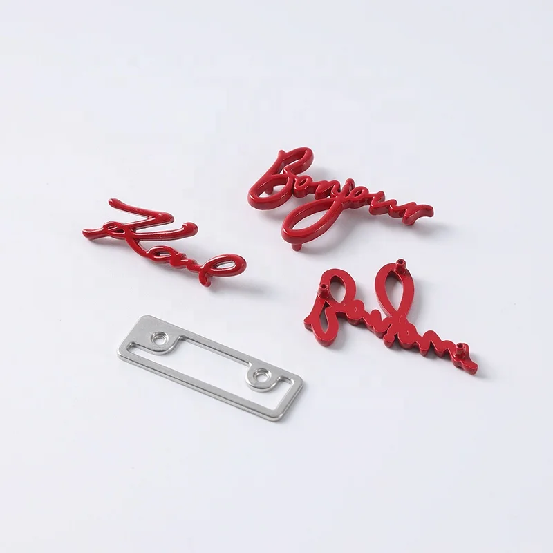 YHG Embossed Tag Plate Zinc Alloy Letter Custom Logo Rivet Metal Label Plaque for Clothes Coat Handbags