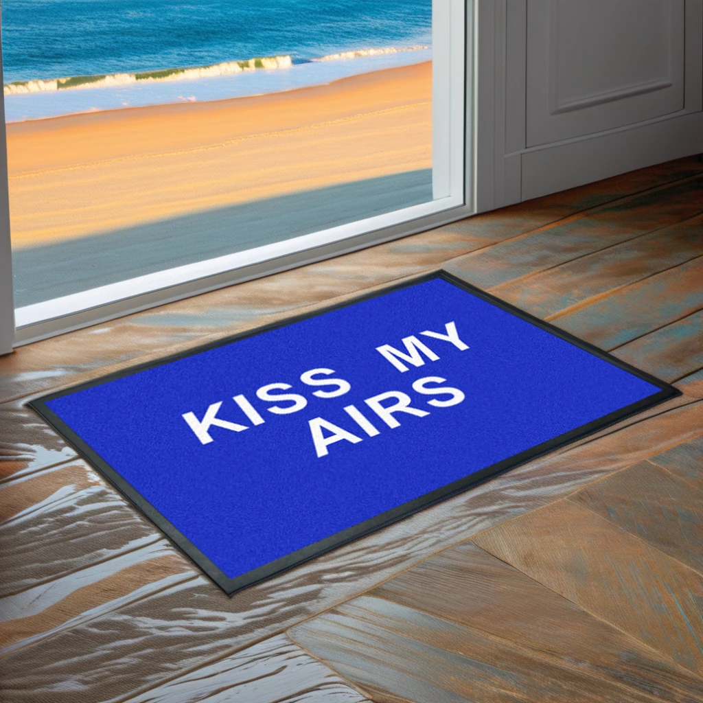 Custom Welcome Anti-Slip Outdoor Door Mat Kiss My Air Printed Floor Carpet Rubber Backing Nylon Material Home Hotel Use Washable