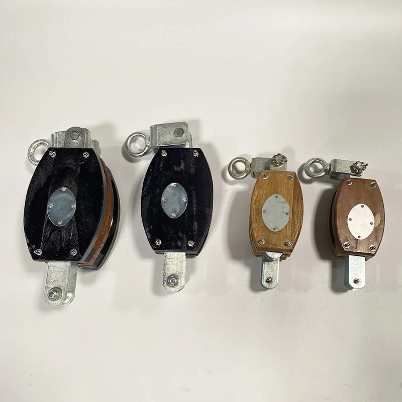 IMPA 231651 MARINE DOUBLE WOODEN  PULLEY BLOCK WOODEN BLOCK WITH HOOK