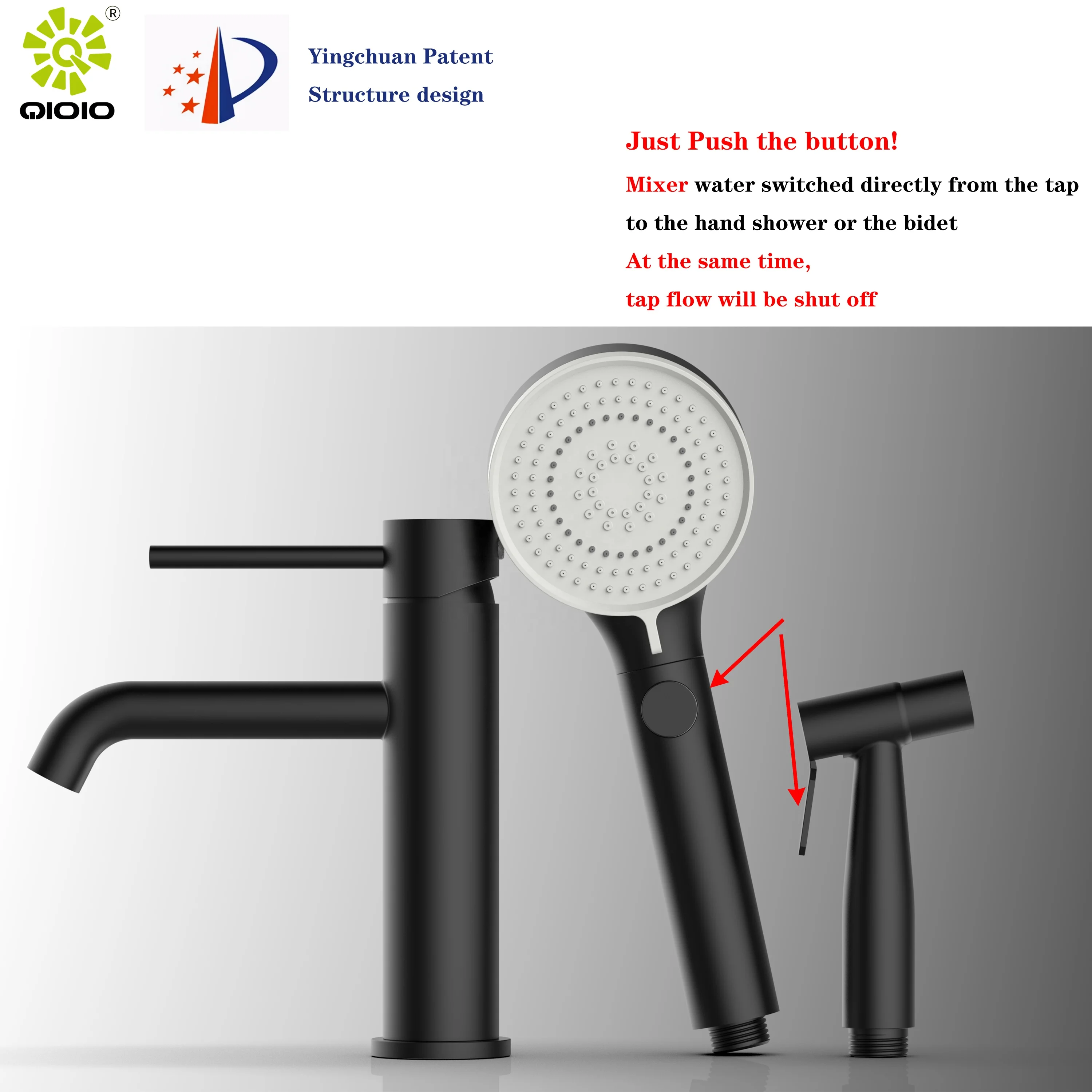 Patent design new structure shower mixer and bidet spray set diverter from basin hot and cold mixer inox faucet tap