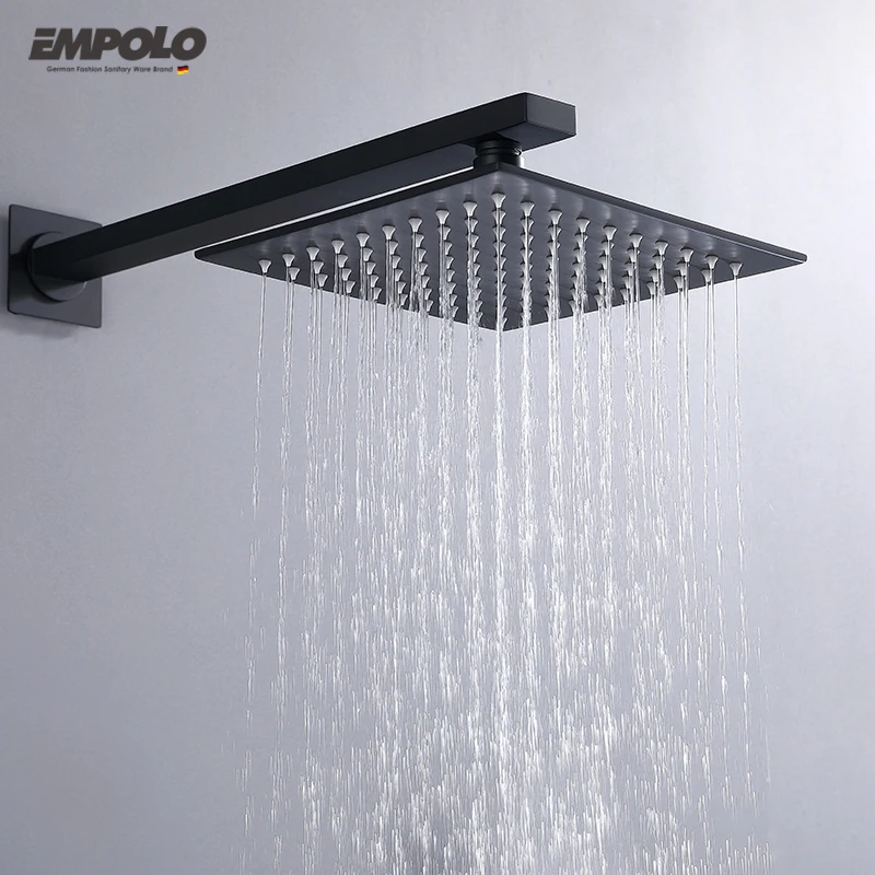 Empolo Black Bathroom Heads Shower System Bath & Shower Faucets Wall Mounted Rainfall Concealed Shower Mixer Faucet Set