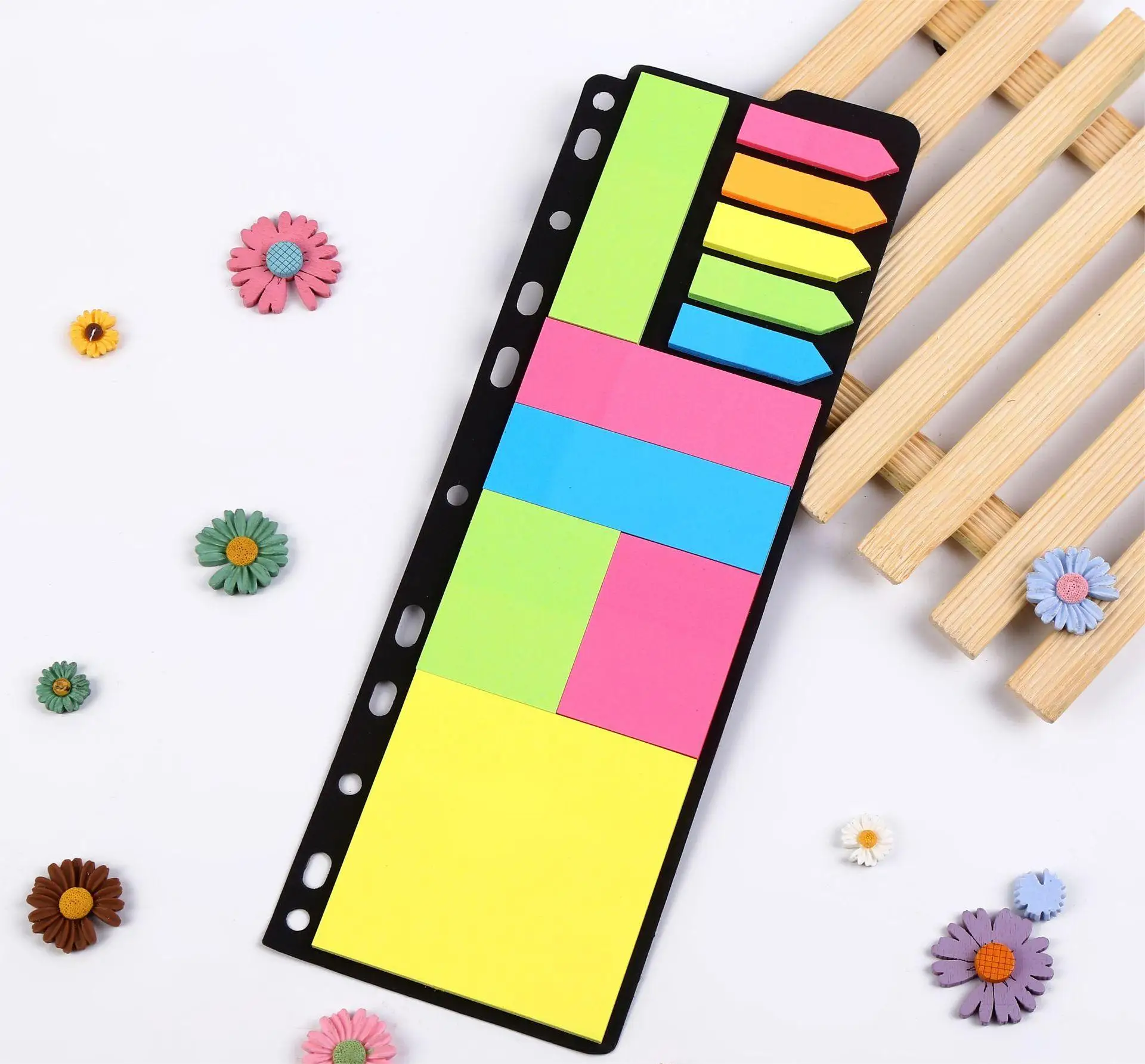 YIHENG Custom waterproof plastic sticky note fluorescent color ruler square memo pad school supplies index tabs bookmark