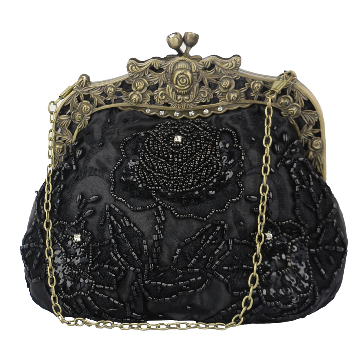 Ladies retro cheongsam purse handbags Handmade Bead Embroidered Dinner Clutch Bag for Women