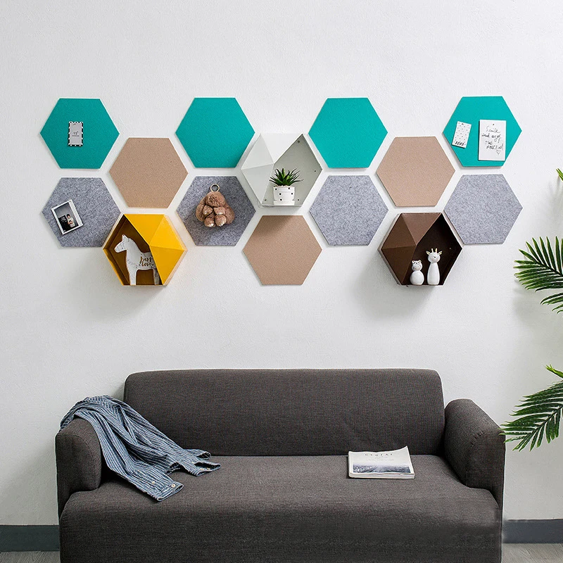2019 HOT Foam Wall Decorative Tiles Hexagon Felt Board Tiles Felt Pin Board Self Adhesive Bulletin Memo Photo notice Cork Boards