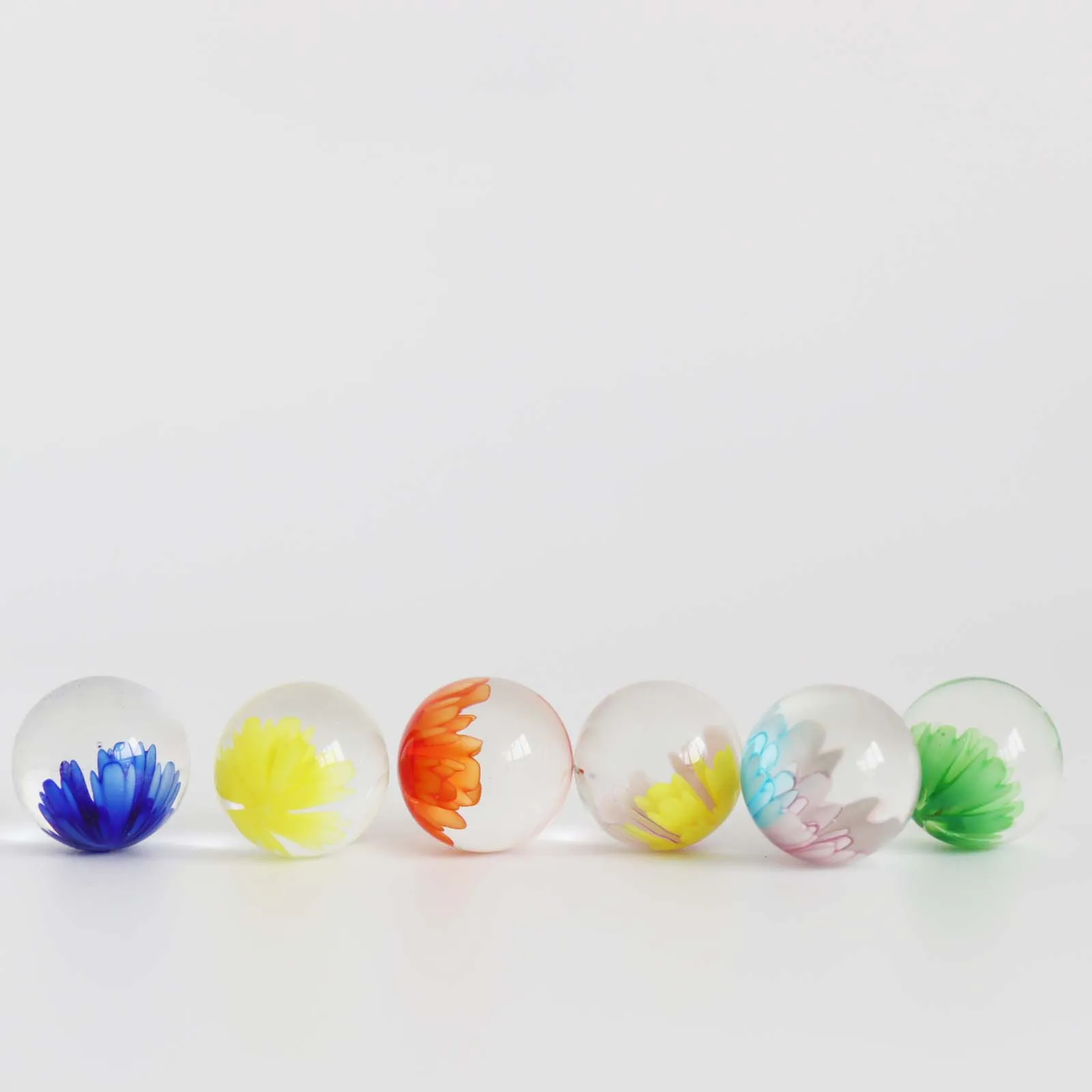 
16mm glass inner flower marble handmade mix color 6 marbles in a bag ready to ship 