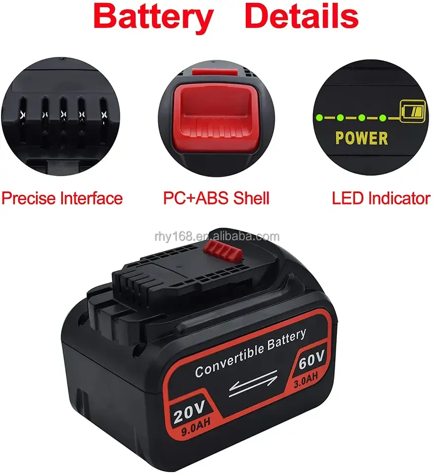 Battery 20V MAX 60V 9000mAh DCB606 Lithium Batteries 18650 For Power Tools Battery Drills Chainsaw Bateria