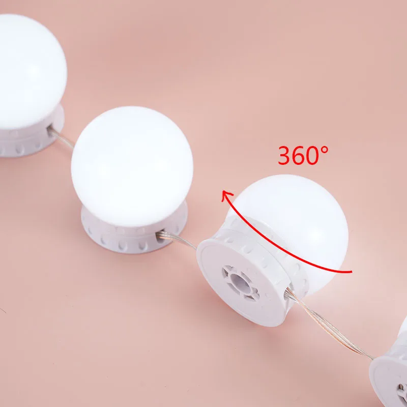 DIY Hollywood Style Desktop Dressing Table Makeup Vanity LED Mirror Light 10 Dimmable USB Bulbs Tricolor Square LED Lighting