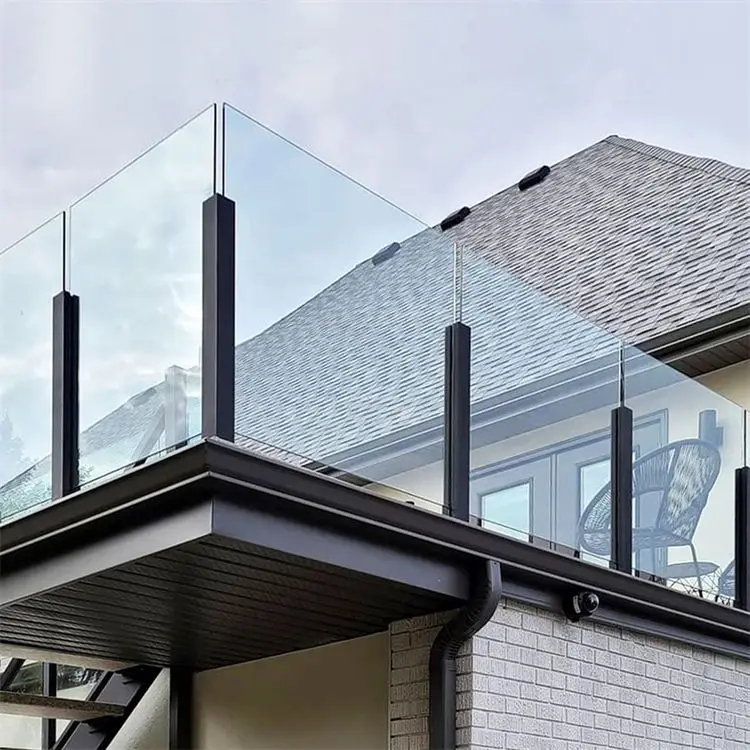 Outdoor Indoor Pool Stairs Staircase Balcony Fence Balustrade Glass Railing Stainless Steel Post