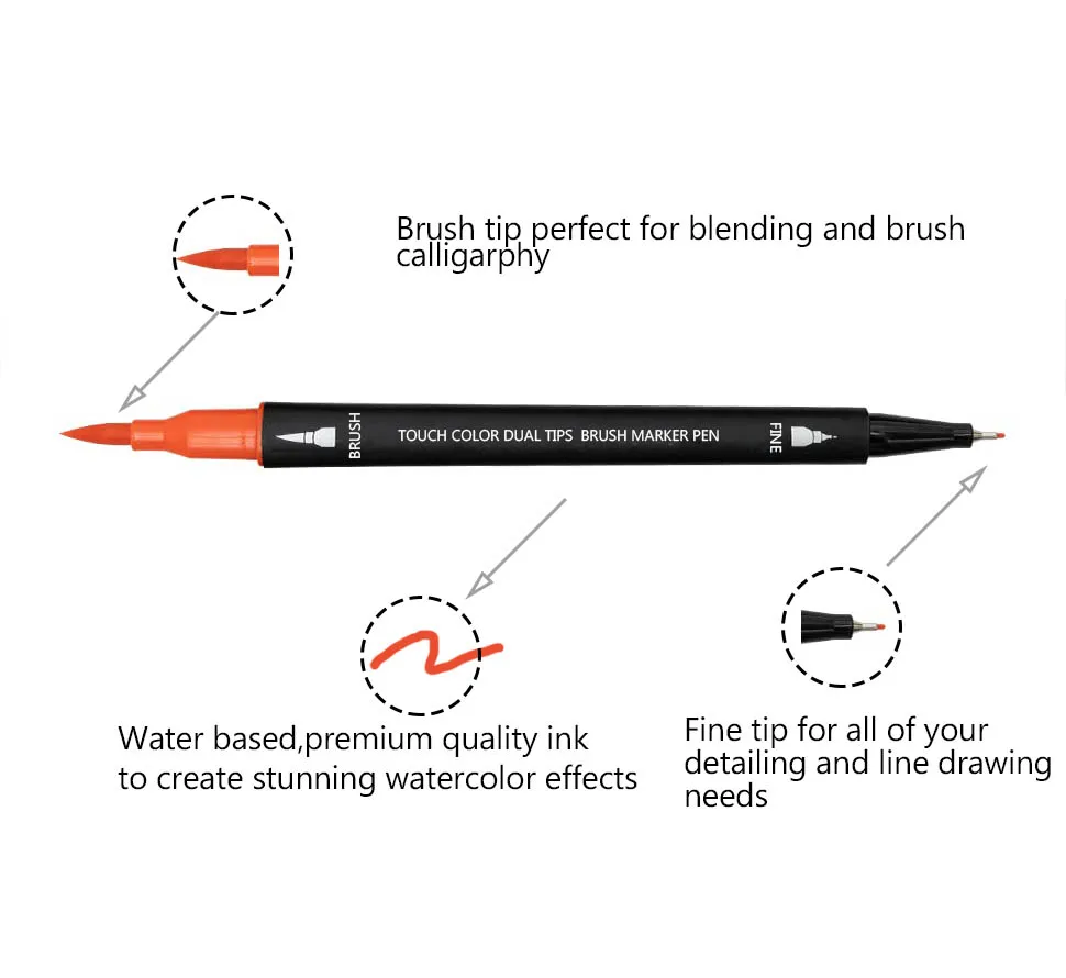 Supplier Manufacturer Wholesale Water-based Colorful Dual Tips Brush Marker Pen