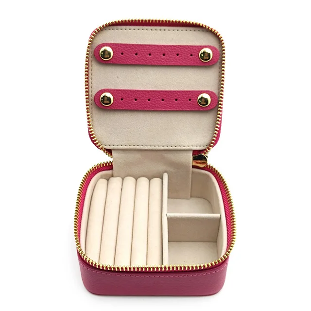 Professional Excellent Quality Travel Use Leather Jewelry Gift Box Packing with zipper box
