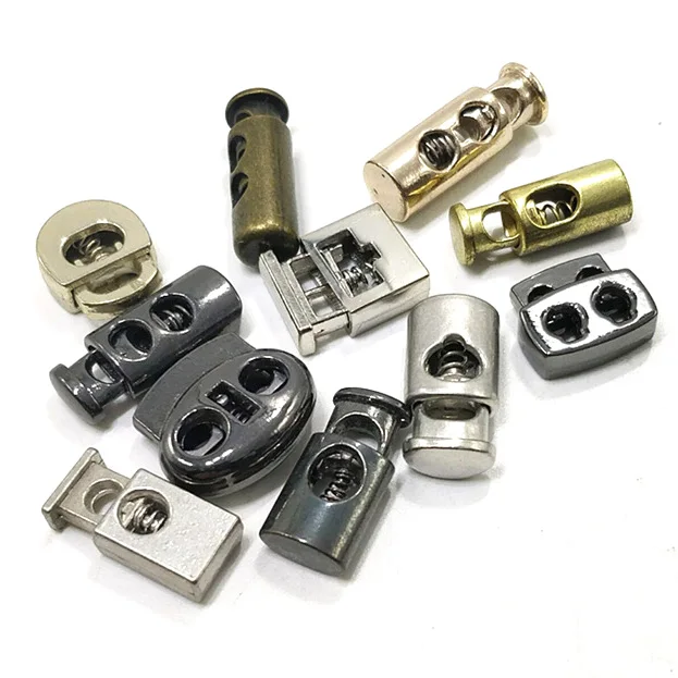 Wholesale zinc alloy gold silver colors toggle metal drawstring cord spring stopper for garment