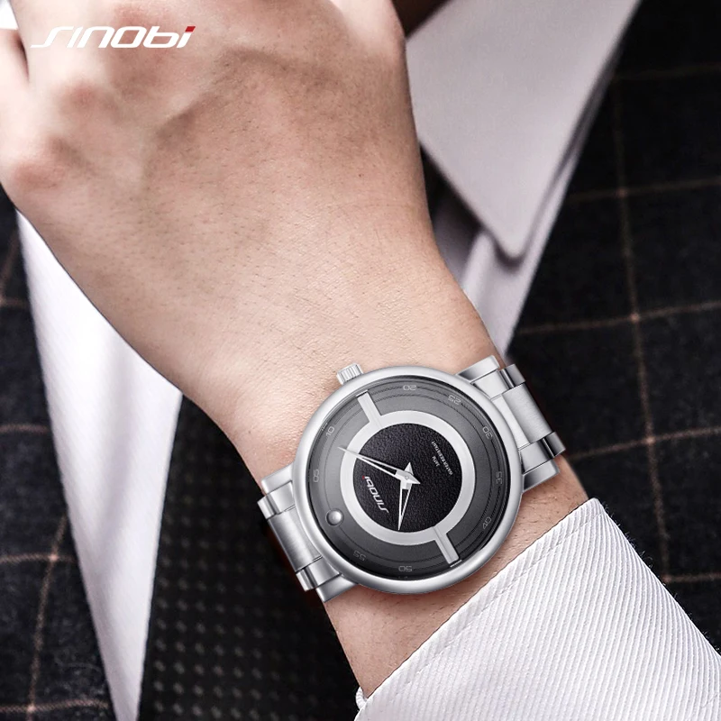 SINOBI Luxury Classic Men Watch Iconic Appeal Classic Stainless Steel Watches for the Modern Business Gentleman