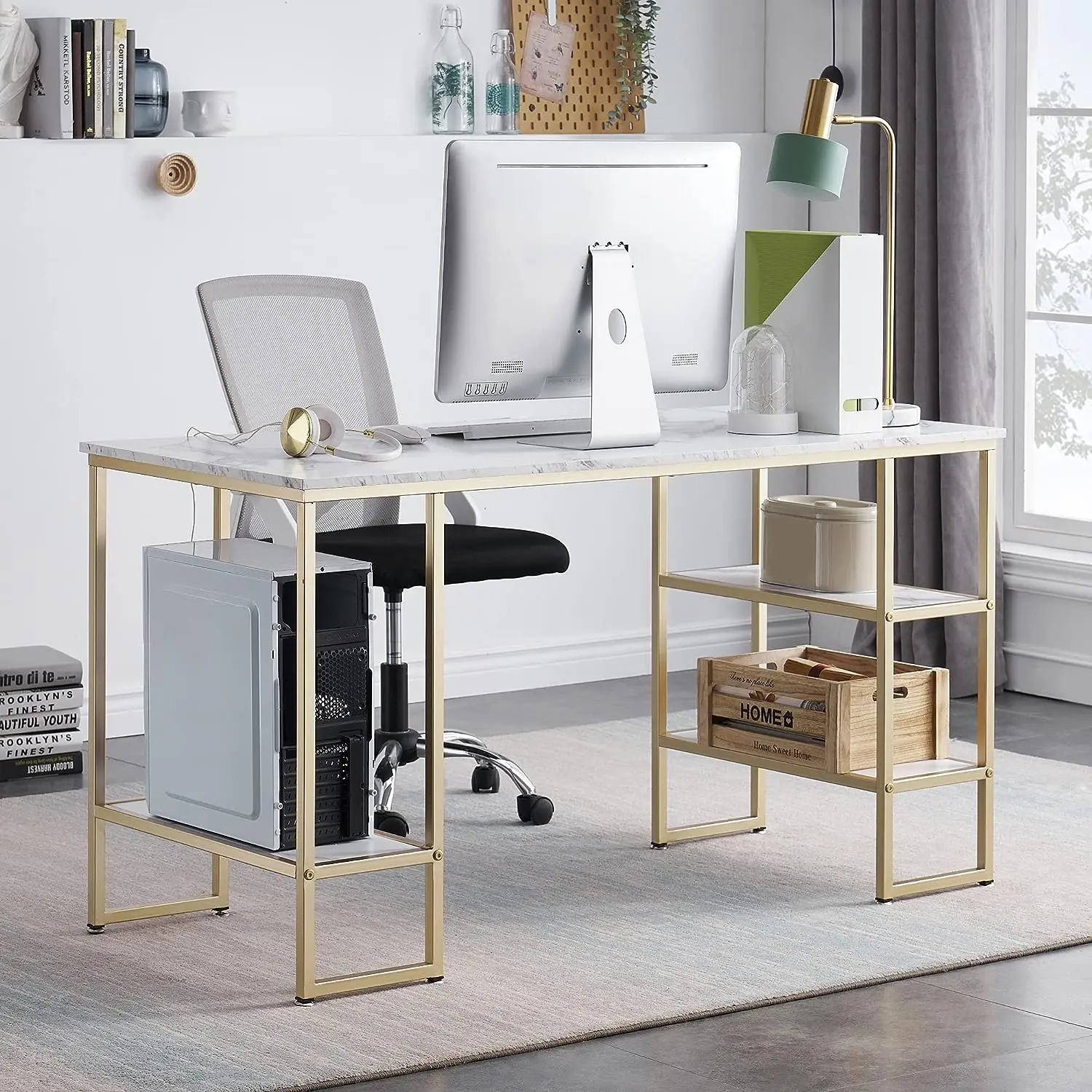 Multi-purpose office computer desk White game desk Family desk