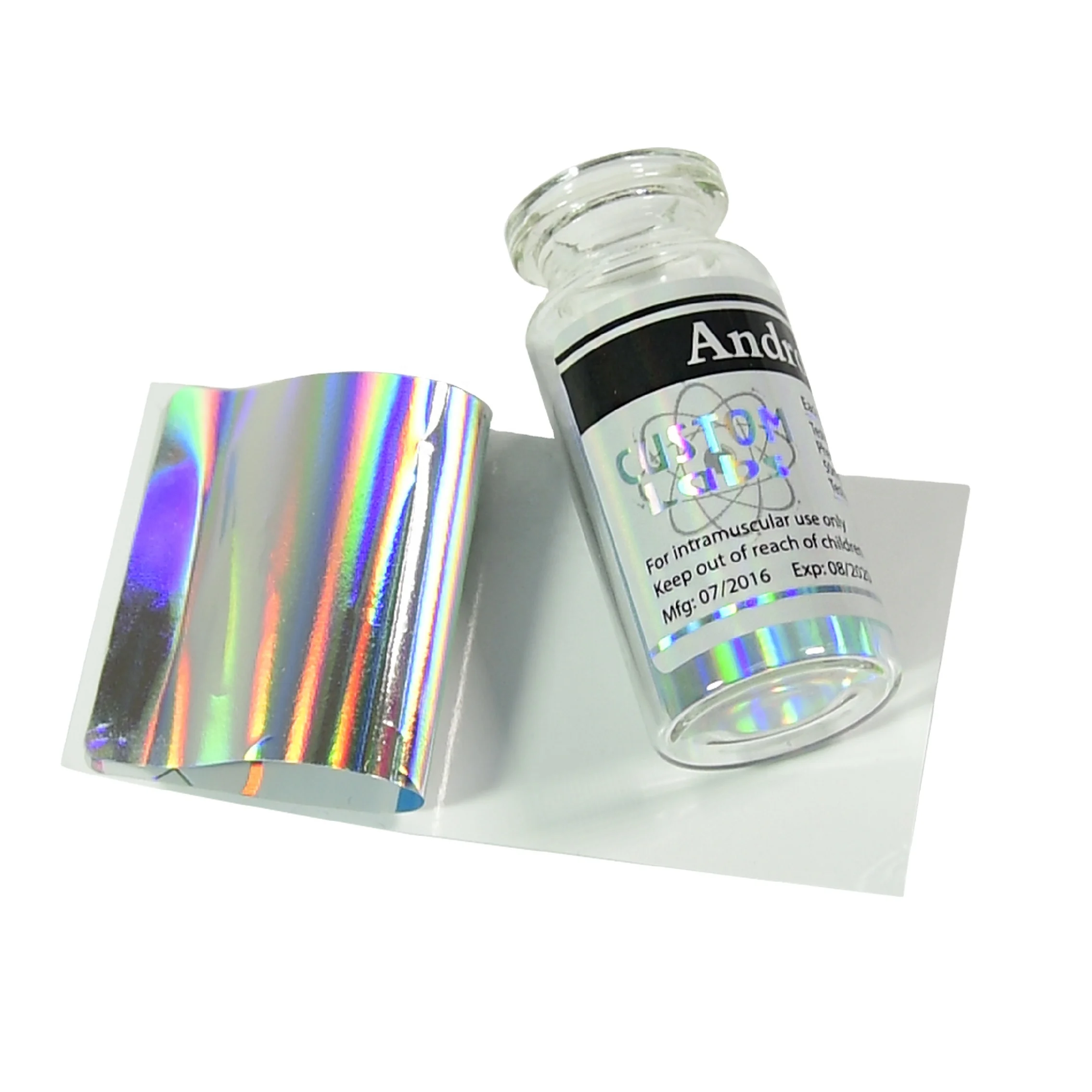 Free Design Medicine Steroid Laser Hologram Vial Label