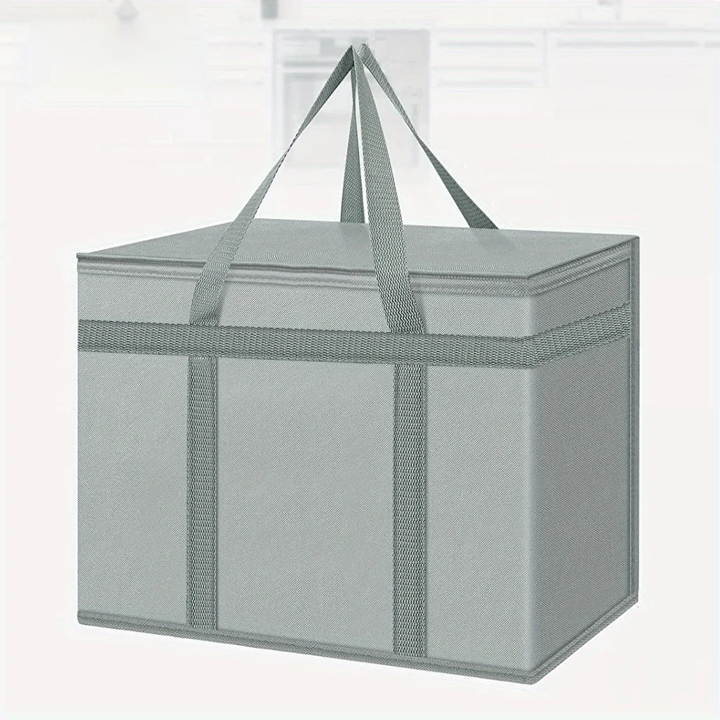Foldable Reusable Insulated Grocery Bag Tote Food Delivery Bags Lunch Cooler Bag for Shopping and Camping