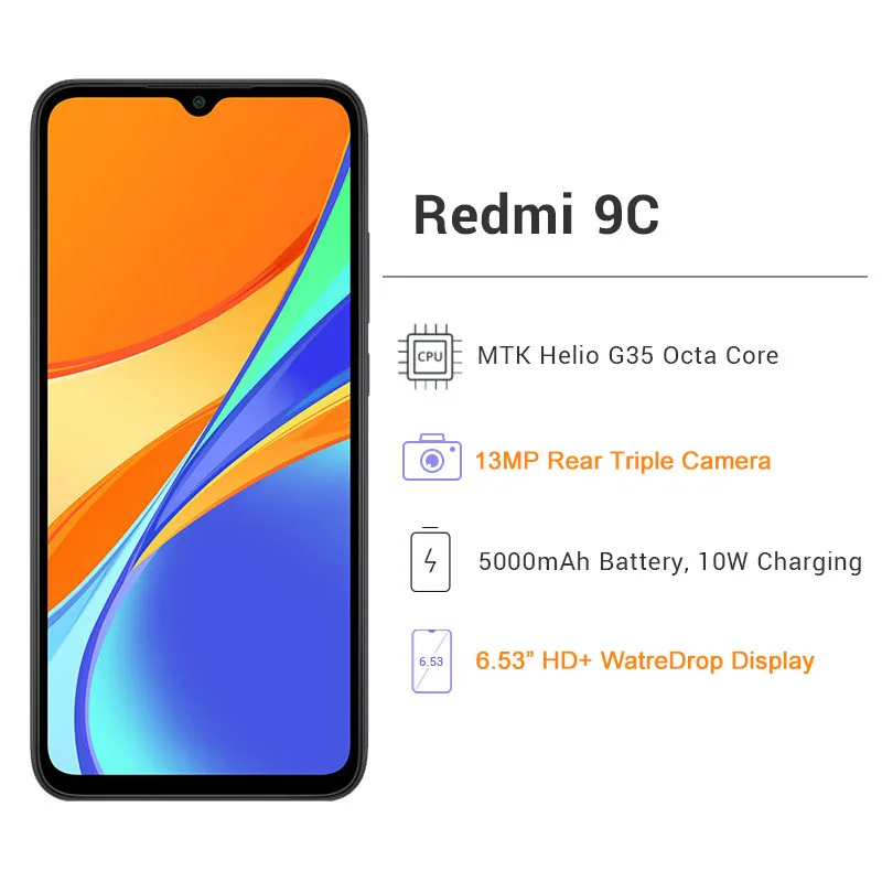  Смартфон Xiaomi Redmi 9C 2 + 32 ГБ 5000 мАч Helio G35 6 53 дюйма 13