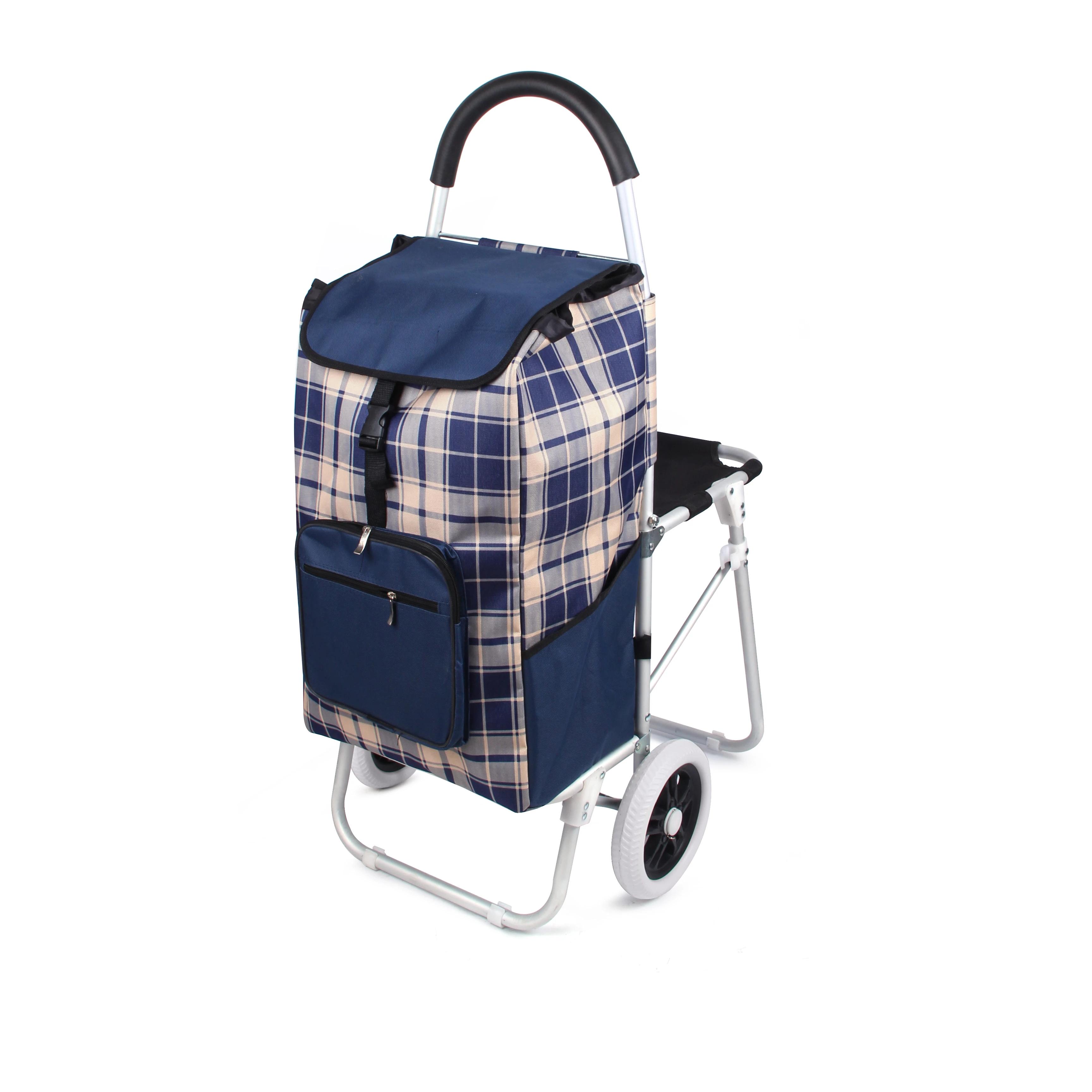 Portable shopping cart with bag and seat shopping trolley