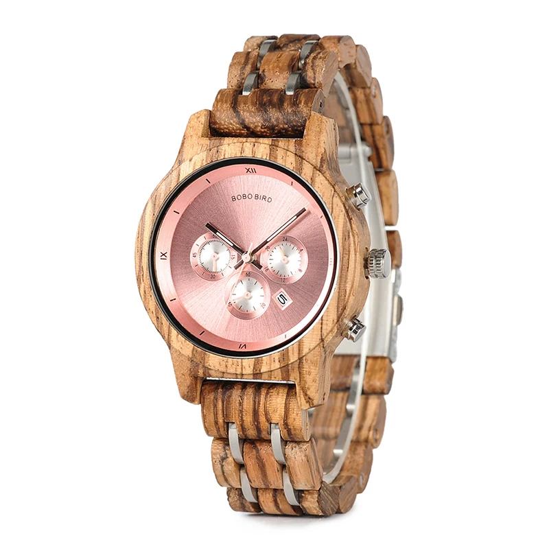 BOBOBIRD Best Selling OEM Watch Luxury Handmade Girls Watch Pink Fashion Elegant Dress Watch with Luminous Hands