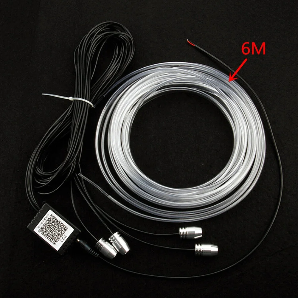 6m EL Neon Wire  RGB Multi-Color LED Car Interior Strip Light Phone APP Control Atmosphere Light