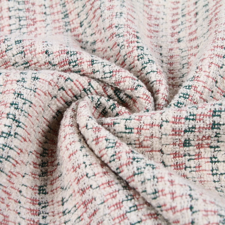 Elegant colorful yarn dye check knit jacquard hacci fabric for spring women coat garments luxury brand 2020 tissues
