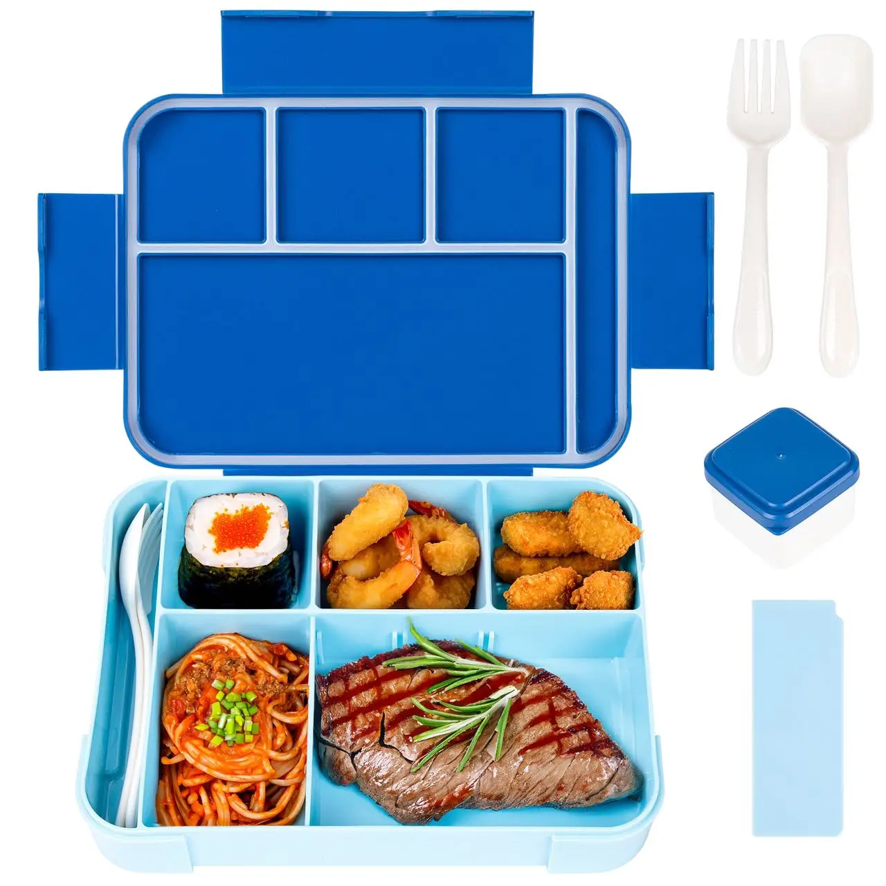 Sealed Leak-proof Rectangular Plastic Lunch Box With Spoon Fork And Salad Box Portable Lunch Box Set For Kids Workers Students