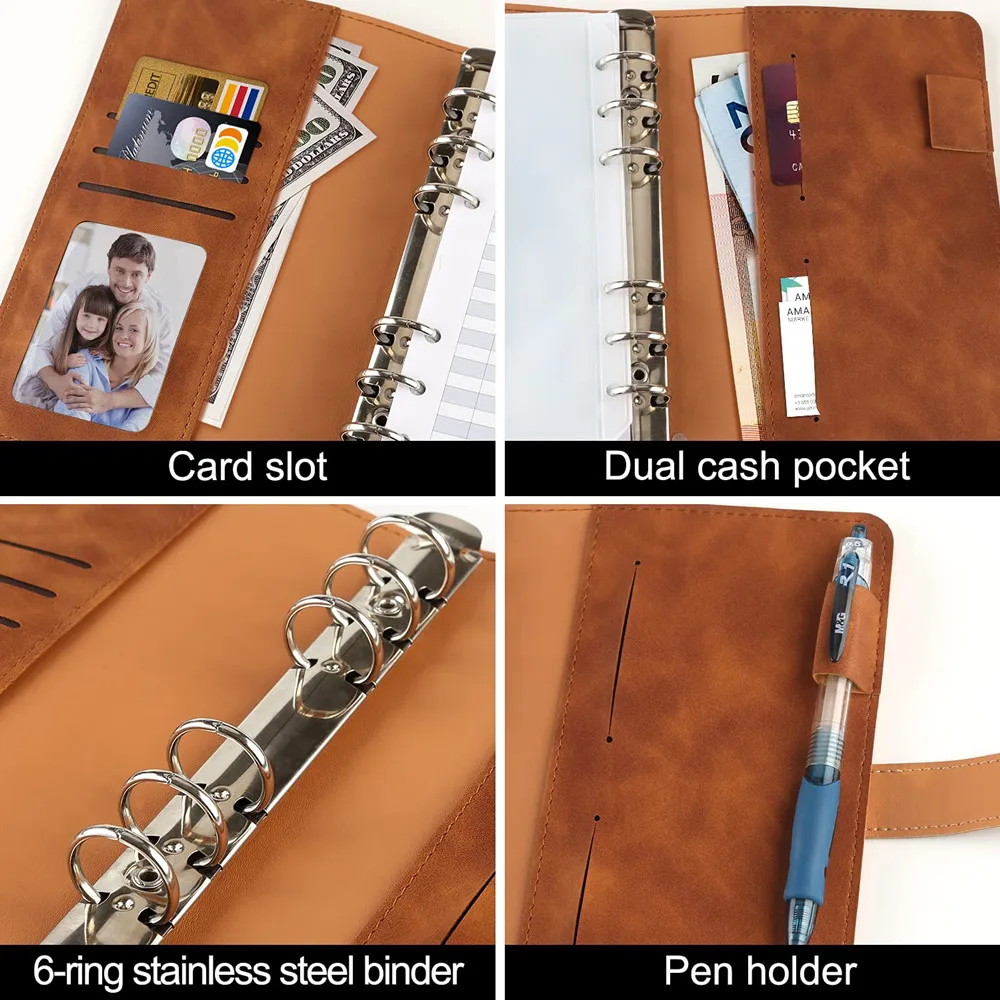 A6 Budget Binder Set Glitter PVC Cash Envelope Budget System Binder Planners