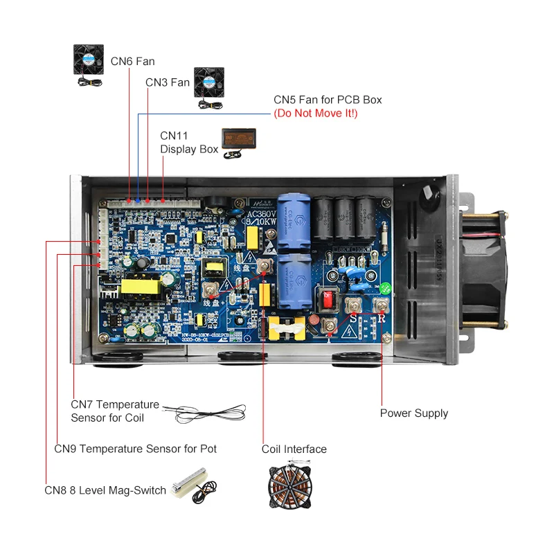 Kitchen Equipment 10KW Induction Cooker Spare Parts Induction Cooker PCB Box