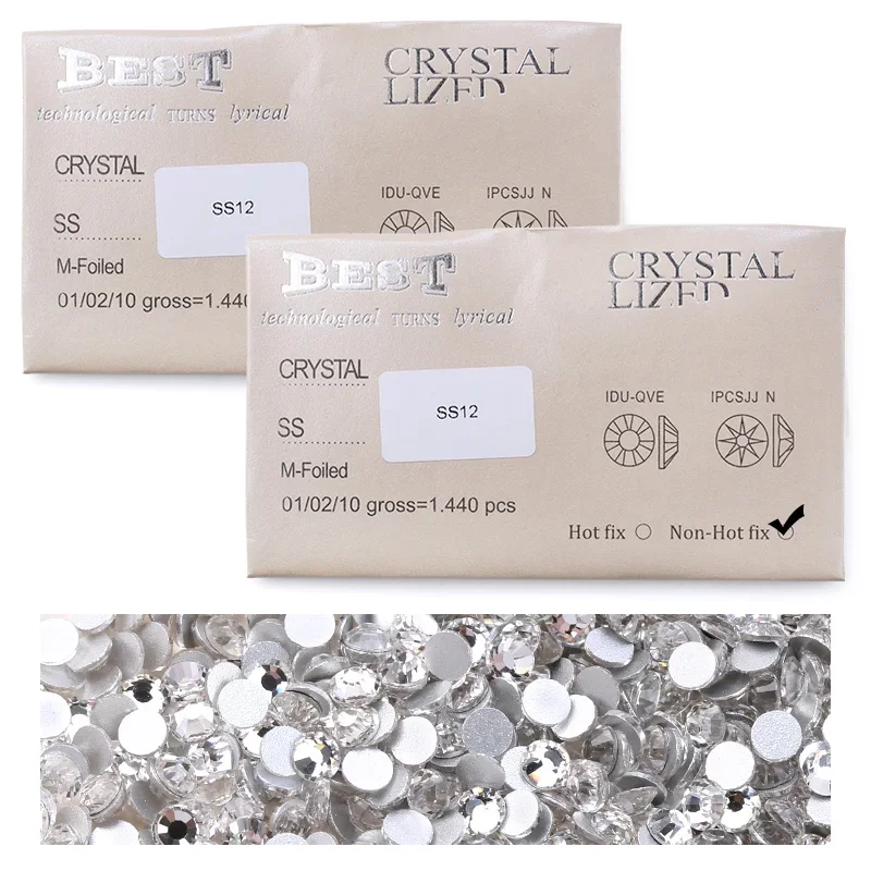 QIAO Flat Back Gems Round Crystal Rhinestones for Crafts Nail Face Art Sewing & Fabric Clothes Shoes Bags DIY Decoration