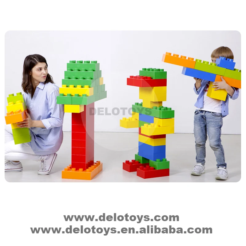 DELO TOYS  giant Building Bricks amusement park WALL Plastic ABS DIY toys Large building block for kids parts 1 x 2 dots (DK011)