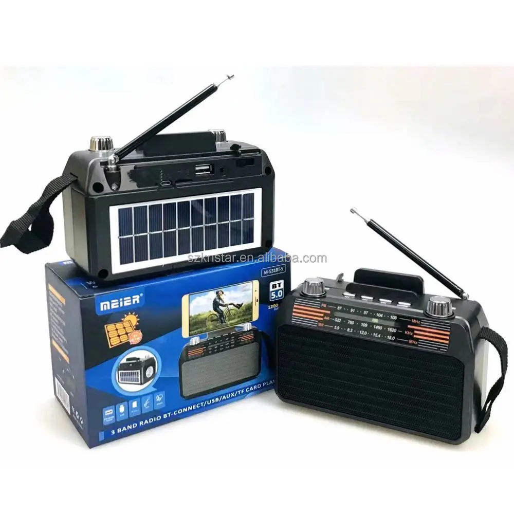 2021 torch light solar radio outdoor portable radio usb tf mp3 radio M-531BT-S