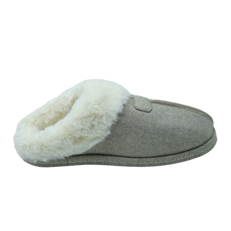 Wholesale custom lekhaki color felt cloth house slippers soft slippers winter warm home slippers for women