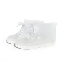 Fashion custom new style transparent  PVC rain boots waterproof jelly shoes outdoor girls riding warm skidproof galoshes