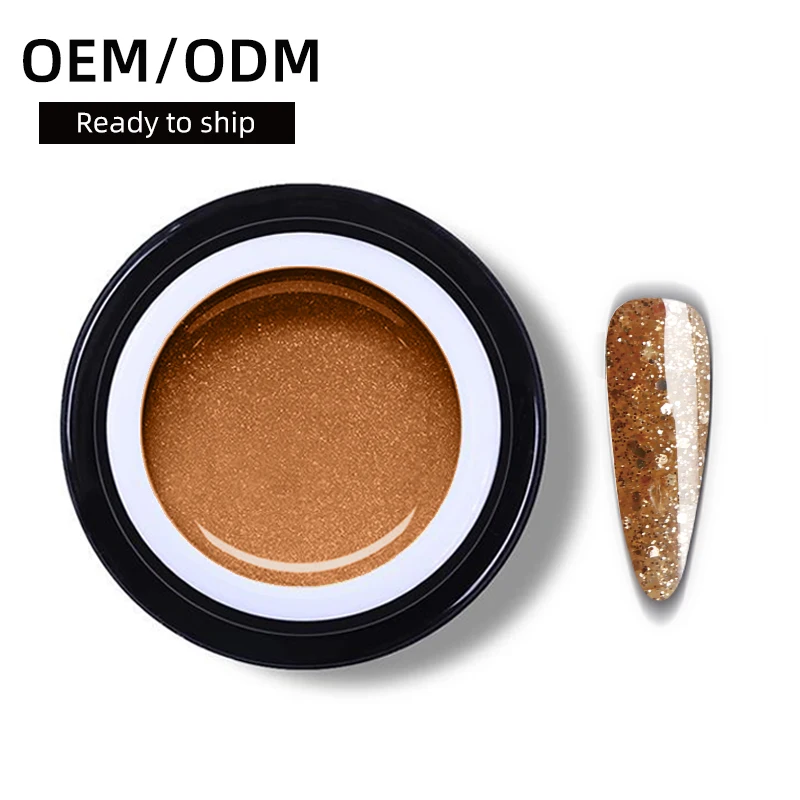 ACRYLIC(GLITTER) GEL Polish-Gold/Can Design Custom Logo Led Shine Lamp Gel/OEM And ODM UV Nail Gel
