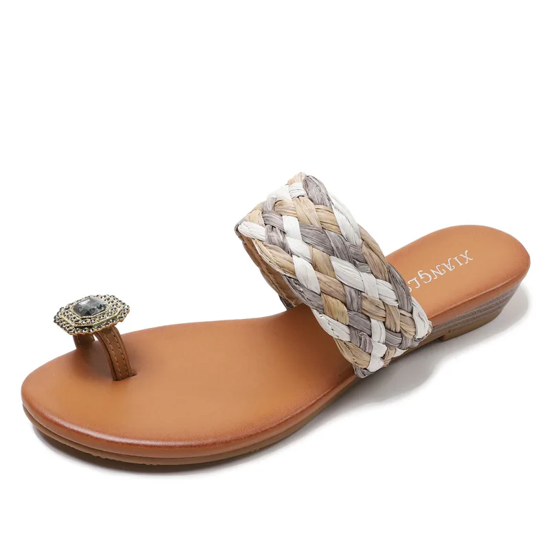 Wholesale Summer Trendy Roman Shoes Open Toe Flat Sandals Beach Women Flipflop Flat Sandals Comfortable Casual Sandal