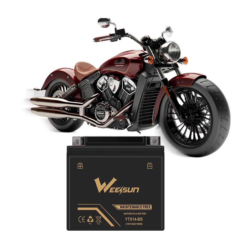 WEESUN YTX14-BS Rechargeable Sealed 12V 14Ah Motorcycle Battery Agm Lead Acid Battery