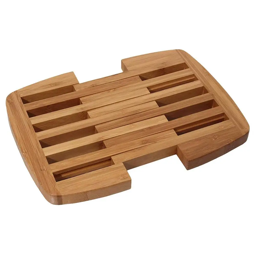 kitchen bamboo expandable trivet heat resistant wooden pads mats with non-slipping rubbers