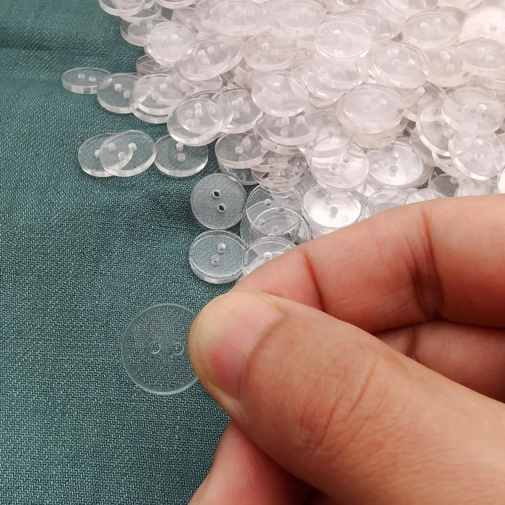 15mm 24L 2 holes clear color plastic polyester resin button in clear color