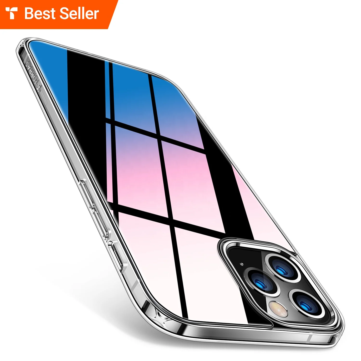TORRAS Горячая алмаз серии чехол для iPhone 12/12 Pro 6,1 дюймов Тонкий ударопрочный Жесткий ПК Torra алмаз силиконовый прозрачный чехол для телефона с изображением